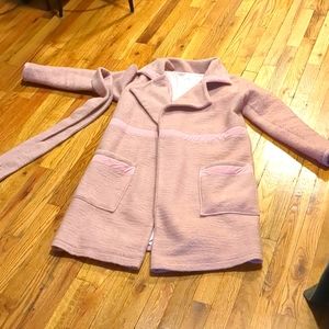 XS Muted pink real wool knee-length coat Mrs Maisel style